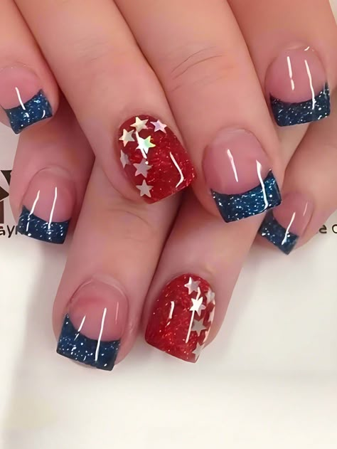 Multicolor  Collar  ABS Colorblock Color Nails Embellished   Nail,Hand & Foot Care The 4th Of July Nails, 4th Of July Nail Designs 2024, Nails 4th Of July Simple, July 4th Nails Designs 2024, Fourth Of July Nails Square, 4th July Nails Design, 4th Of July Gel Nail Designs, 4tg Of July Nails Acrylics, Patriotic Gel Nails