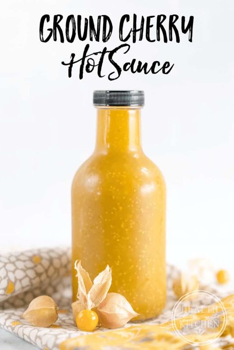 Cherry Hot Sauce, Ground Cherry Recipes, Jalapeno Hot Sauce Recipe, Jalapeño Hot Sauce, Healthy Condiments, Ground Cherries, Gooseberry Recipes, Witch Recipes, Ground Cherry