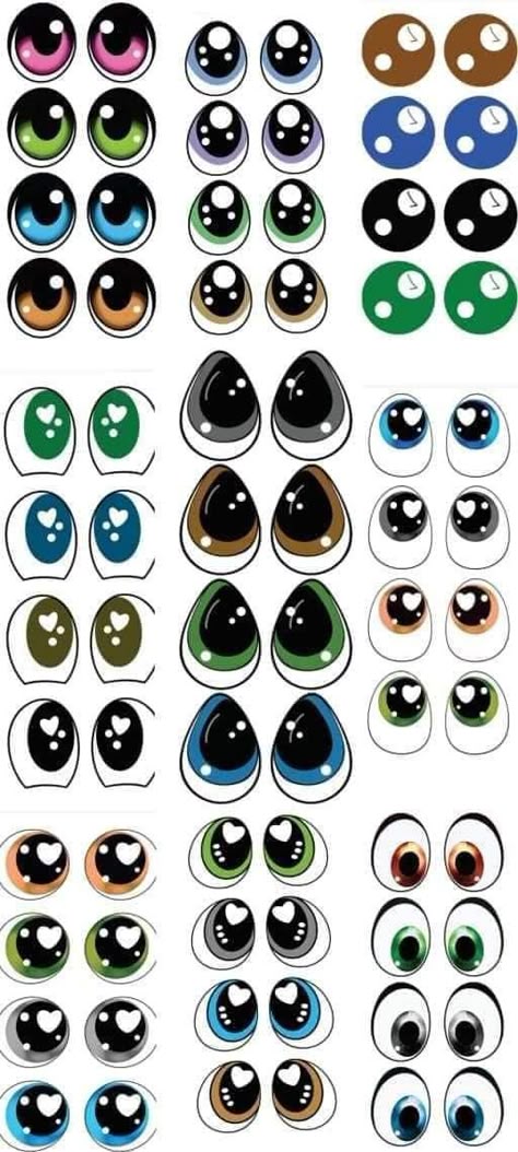 Cute Cartoon Eyes, Eyes Clipart, Cute Eyes Drawing, Drawing Cartoon Faces, Tole Painting Patterns, Sculpted Doll, Craft Eyes, Body Base Drawing, Cartoon Eyes