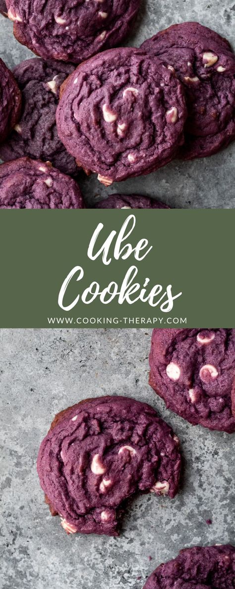 Ube White Chocolate Ganache, Ube Cookies Chocolate Chips, Ube Cookies Filipino Desserts, Healthy Ube Recipes, Ube Recipes Baking, Philippine Cookies, How To Make Ube, Vegan Ube Cookies, Ube Desserts Filipino Food