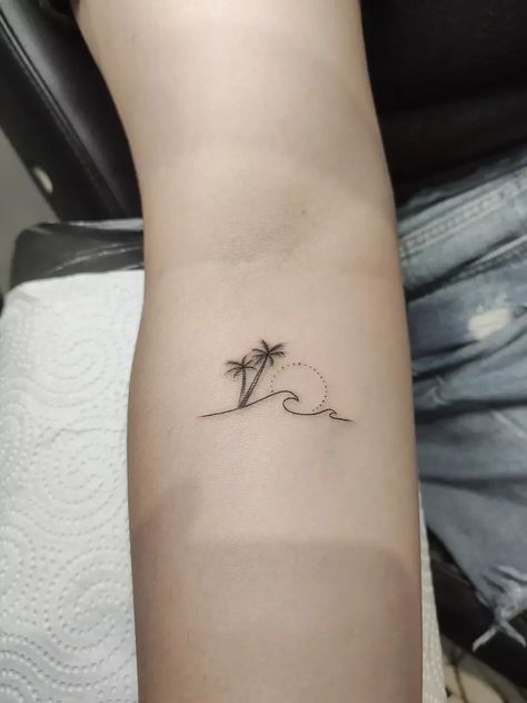 Wave Sun Tattoo, Surf Tattoos, Surf Tattoo, Ankle Tat, J Tattoo, Dragon Tattoo Art, Palm Tattoos, The Palms, Waves Tattoo