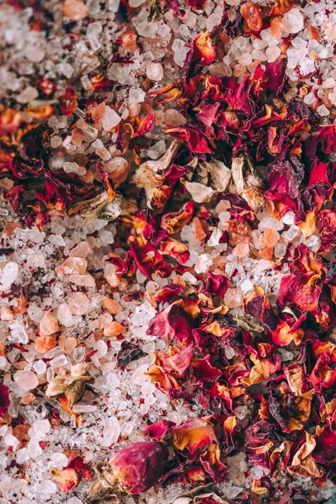 Rose Bath Salts — My Moonstone Kitchen Natural Bath Salt Recipes, Bath Salt Decor, Herbal Bath Aesthetic, Bath Salt Product Photography, Rose Bath Salts Recipe, Rose Bath Salts Diy, Salt Ritual, Epson Salt Bath, Getting Highlights