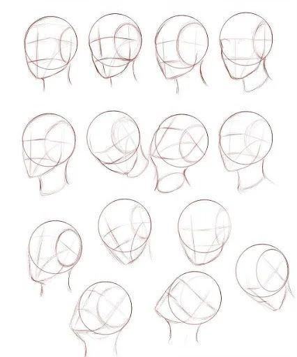 Anime Face Shapes, Draw Head, Sketch Head, Anime Face Drawing, Head Anatomy, Drawing Tutorial Face, Human Anatomy Drawing, Body Drawing Tutorial, Face Drawing Reference