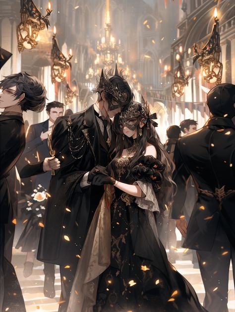 Forbidden Love Unveiled idea mid journey concept: Prince Sebastian and Lady Seraphina Defy Fate in an Anime Masquerade Scene Masquerade Ball Illustration, Masquerade Ball Art, Masquerade Drawing, Masquerade Anime, Masquerade Couple, Masquerade Outfit, Uniform Outfits, School Uniform Outfits, Romance Art