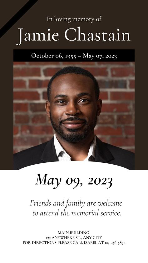 In Memoriam, Design 2023, Profile Page, Memorial Service, In Loving Memory, Magazine Cover, Invitation Template, Interview, Presentation