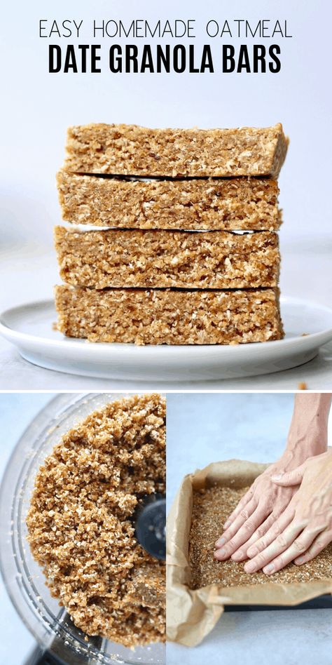 These Easy Homemade Oatmeal Date Granola Bars are sweet, chewy and full of whole-food fiber and protein. They're perfect for a quick and healthy snack on the go! #vegan #granolabars #oatmeal #homemadegranolabars #dates via theconscientiouseater.com Keto Meatloaf Recipes, Date Granola Bars, Date Granola, Keto Meatloaf, Recipes Ground Beef, Healthy Granola Bars, Homemade Oatmeal, Granola Recipe Bars, Healthy Bars