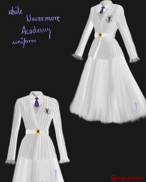 Nevermore Uniform Aesthetic, Nevermore Academy Oc, Nevermore Uniform, Wednesday Oc, Nevermore Academy Uniform, House Claims, Outfit Sketches, Academy Uniform, Academy Uniforms