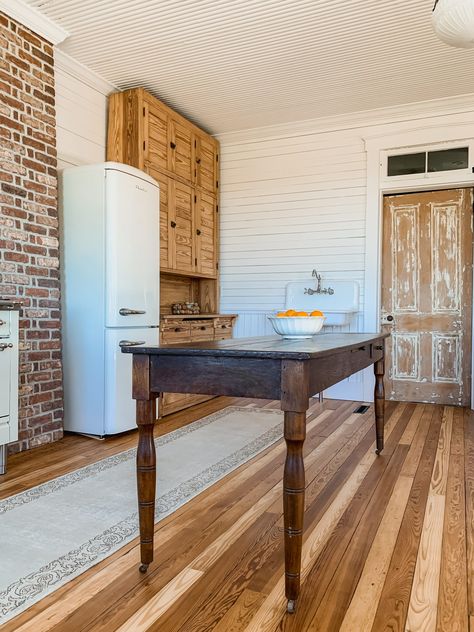 Vintage Desk Kitchen Island, Console Table Kitchen Island, Harvest Table In Kitchen, Farm Table Kitchen Island, Harvest Table Island, Antique Table Kitchen Island, Vintage Island Kitchen, Diy Kitchen Island Table, Diy Harvest Table