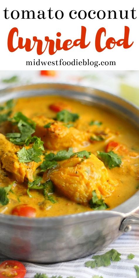 Coconut Curry Cod Fish Recipes, Cod Rice Bowl, White Fish Curry, Curry Cod Fish Recipes, White Fish Dinner Recipes, Curried Cod, Cod Curry, Curried Fish, Indian Fish Curry