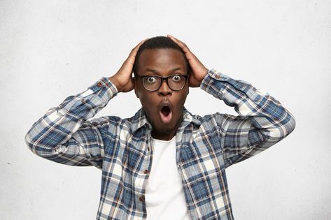 Black man dressed casually, expressing s... | Free Photo #Freepik #freephoto #scared-man #shocked-man #crazy-man #african-man Air Bnb Tips, Youtube Vedio, Hand On Head, Surprise Face, Image Editing Photoshop, Corporate Headshots, Young Black, Face Expressions, Black Man