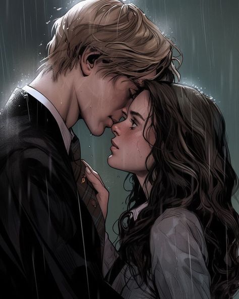 Warnette Fanart, Dramione Art, Harrypotter Fanart, Shatter Me Warner, Story Music, Dramione Fan Art, Draco And Hermione, Fantasy Couples, Images Harry Potter