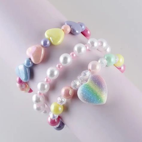 Beautiful Pastel Heart Beaded Bracelets With Dangle Glitter Heart. See My Other Listings For More Jewelry. Bundle To Save On Shipping. K7 Heart Beaded Bracelets, Wizard Jewelry, Pastel Heart, Pastel Jewelry, Minnie Mouse Earrings, Beads Candy, Pastel Beads, Candy Jewelry, Kids Accessories Jewelry