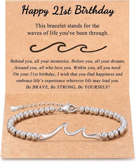 Amazon.com: Tarsus 21st Birthday Gifts for Her Cool Gifts for 21 Year Old Birthday Gifts Women Birthday Bracelet: Clothing, Shoes & Jewelry 16th Birthday Gifts For Girls, Waves Of Life, Bracelet Stands, Touching Words, Sweet 16 Gifts, Enjoy The Journey, Wave Bracelet, Smooth Sailing, Birthday Bracelet