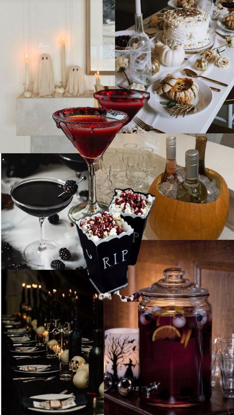 Halloween dinner party vibes. Spooky and sophisticated decor with drinks and food for an adult Halloween Party! Sophisticated Halloween Party, Sophisticated Halloween, Halloween Dinner Party, Halloween Party Dinner, Halloween Dinner, Dinner Party, Halloween Party, Halloween