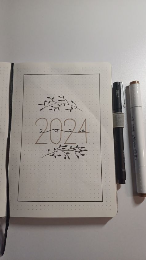 Aesthetic 2024 Planner, 2024 Notebook Ideas, New Year 2024 Journal, 2024 First Page, Journal For 2024, New Year Diary Ideas 2024, 2024 Notebook Cover, First Page Of Book Ideas, Cute Front Cover Notebook Ideas