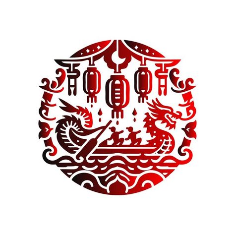 A red and black logo with a dragon and a... | Premium Vector #Freepik #vector #logo #red-envelope #chinese-style #chinese-dragon Chinese Style Logo, Chinese Logo, Logo Psd, Technology Icon, Home Icon, Card Banner, Poster Invitation, Home Logo, Presentation Template Free