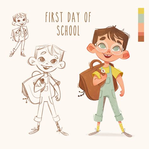 Cartoon Characters Illustration, Children Books Illustrations, Children’s Book Characters, Kid Illustration Character, Childrens Book Illustrations Characters, First Day Of School Drawing, School Character Design, Kids Illustration Character, Children Character Design