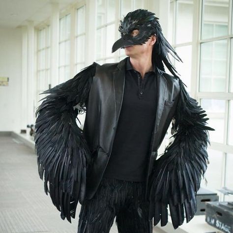 Costume Halloween Homme, Raven Costume, Crow Costume, Raven Wings, Raven Bird, Fair Outfits, Last Halloween, Bird Costume, Halloween Men