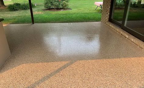 Epoxy Patio Floor Design Ideas Epoxy Floor Outdoor Patio, Epoxy Outdoor Patio, Epoxy Patio Floor, Outdoor Concrete Floors, Concrete Floors Diy, Epoxy Concrete Floor, Floor Design Ideas, Downstairs Kitchen, Epoxy Floor Designs