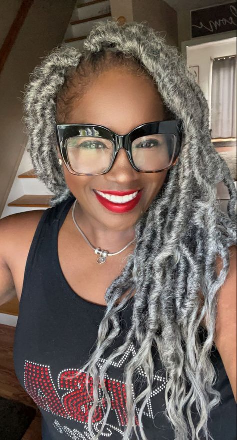 Crochet Locs Black Women, Graying Gracefully, Locs Black Women, Blonde Locs, Goddess Faux Locs, Crochet Locs, Grey Hair Looks, Faux Locs Crochet, Hair Goal