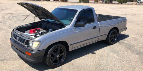 Honda S2000-Swapped Toyota Tacoma Honda Sports Car, 1995 Toyota Tacoma, Small Pickups, 2000 Toyota Tacoma, Tacoma Truck, Street Tacos, Regular Cab, Engine Swap, Honda S2000