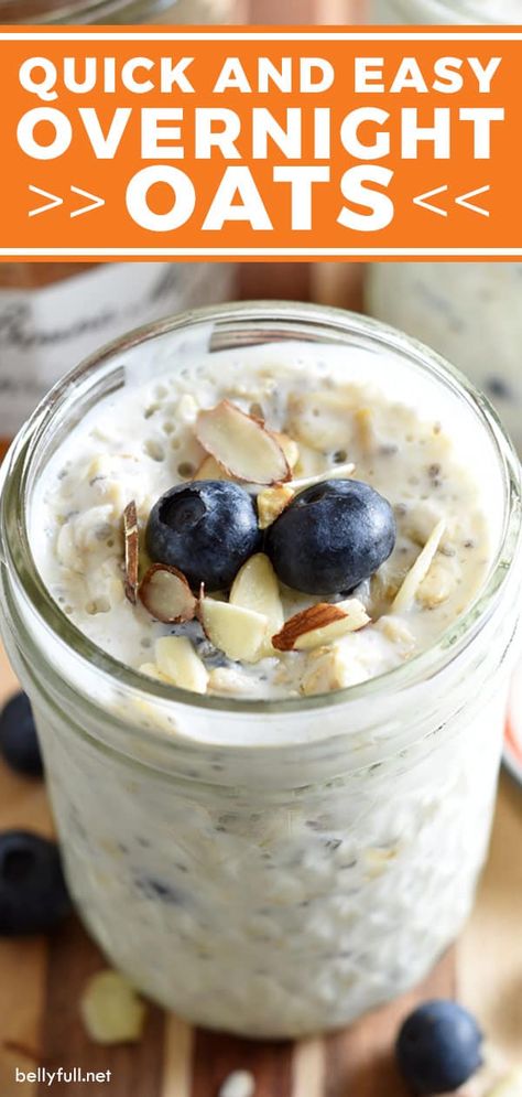 Mason Jar Oatmeal Overnight, Mason Jar Oatmeal, Overnight Oats Easy, Recipe With Greek Yogurt, Easy Overnight Oatmeal, Delicious Healthy Breakfast, Oatmeal In A Jar, Overnight Oats In A Jar, Healthy Breakfast Idea