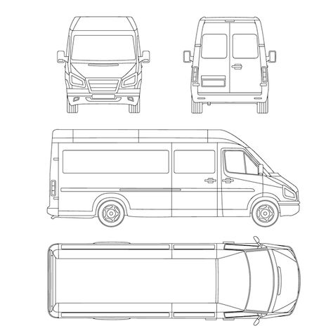 Van template. commercial vehicle. bluepr... | Premium Vector #Freepik #vector #van #cargo-van #truck-front #van-car Van Template, Car Template, Station Wagon Cars, Blueprint Drawing, Wagon Cars, Vans Top, Sauna Design, White Truck, Van Car