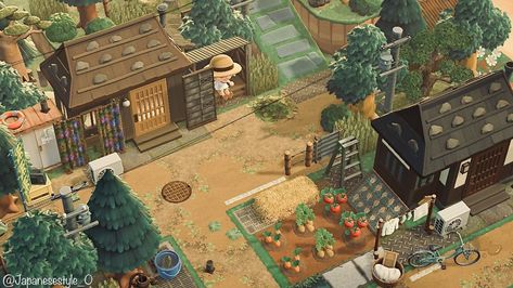 Build Credit: @/Japanesestyle_0. Follow AC: Island Design for more inspo and join the discord server to get help on finding designs and look through an organized catalog of designs! Link in profile. Japanese Farm, Acnl Art, Japanese Neighborhood, Acnh Japanese, Japanese Countryside, Japanese Town, Japanese Animals, Island Theme, Build Credit