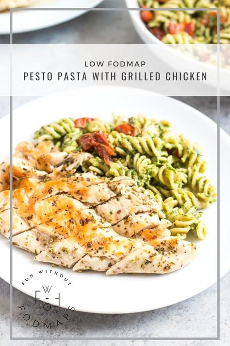 Low Fodmap Pesto, Shred Recipes, Pasta With Grilled Chicken, Fodmap Meals, Gerd Friendly, Fod Map, Fodmap Chicken, Fodmap Lunch, Fodmap Recipes Dinner