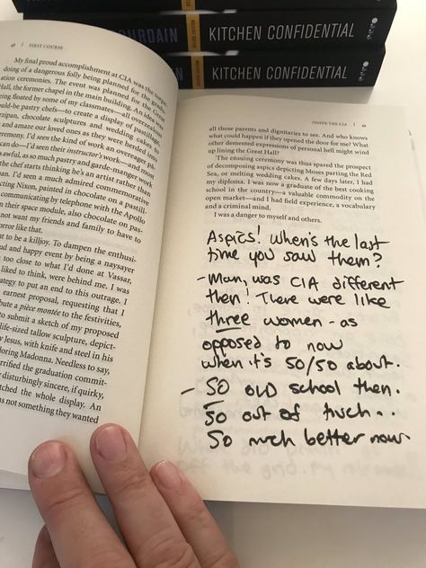 Annotated notes by Tony Bourdain for Eric Ripert's copy of Bourdain's Kitchen Confidential Tony Bourdain, Kitchen Confidential, Anthony Bourdain, Handwriting, Gift Ideas, How To Plan, Quick Saves