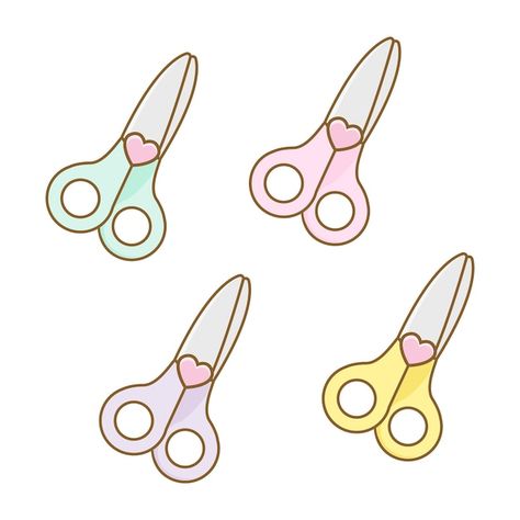 Vector colored scissors cartoon vector i... | Premium Vector #Freepik #vector Cartoon Scissors, Scissors Clipart, Scissors Drawing, Scissors Logo, Birthday Tattoo, School Stickers, Icon Set Vector, Lady Bug, Cute Illustration