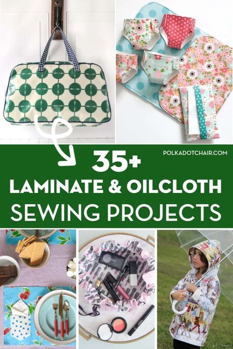 35+ Things to Sew with Oilcloth & Laminate Fabrics | Polka Dot Chair Diy Reusable Grocery Bags, Cute Pencil Pouches, Things To Sew, Oil Cloth Bags, Fabric Bowl, Polka Dot Chair, Bowl Cover, Laminated Fabric, Sewing Tutorials Free