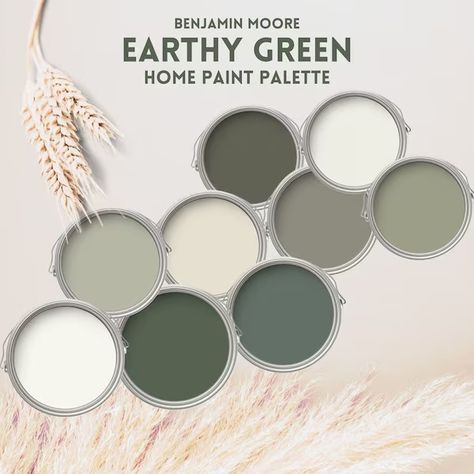 KionaRoseInteriors - Etsy Benjamin Moore Moss Green, Simple Home Color Ideas, Forest Bedroom Paint Colors, Green And Natural Wood Color Palette, Paint Colors That Compliment Green, Earthy Greens Color Palette, Green Taupe Living Room, Cozy Cabin Paint Colors, Living Room Green And Grey