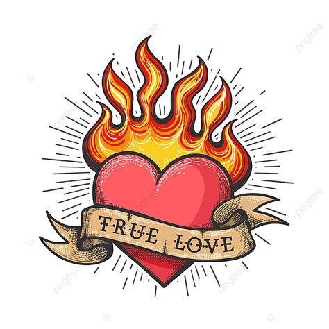 Burning Heart Tattoo, Flaming Heart Tattoo, Tattoo Alphabet, True Love Tattoo, Tattoo Png, Red Heart Tattoos, Burning Heart, Flaming Heart, Tattoo Old School