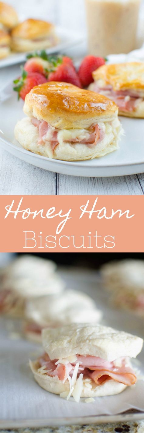 Honey Ham Biscuits - a delicious way to use leftover ham! Only 4 ingredients and a total crowd pleaser. Honey Ham Biscuits, Ham Biscuits, Yummy Sandwiches, Healthy Recipes Easy, Hate Mornings, Honey Ham, Leftover Ham Recipes, Leftover Ham, Healthy Lunches