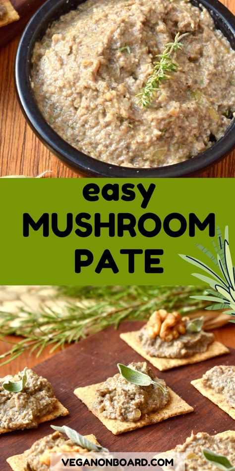 Vegan Mushroom Pate Recipe, Mushroom Pate, Vegan Pate, Mushroom Vegan, Pate Recipes, Vegan Party Food, Vegan Party, Vegan Mushroom, Sliced Bread