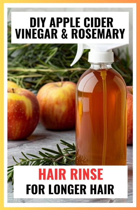 Discover the benefits of a natural hair rinse with this easy DIY Rosemary and Apple Cider Vinegar recipe. Improve scalp health, remove buildup, and add shine to your hair with just a few simple ingredients. Try this refreshing rinse today! Vinegar Hair Rinse Recipe, Apple Cider Vinegar Scalp, Hair Rinse Diy, Homemade Hair Removal, Rosemary For Hair Growth, Hair Rinse Recipe, Apple Cidar Vinegar, Apple Cider Vinegar Hair, Rosemary For Hair