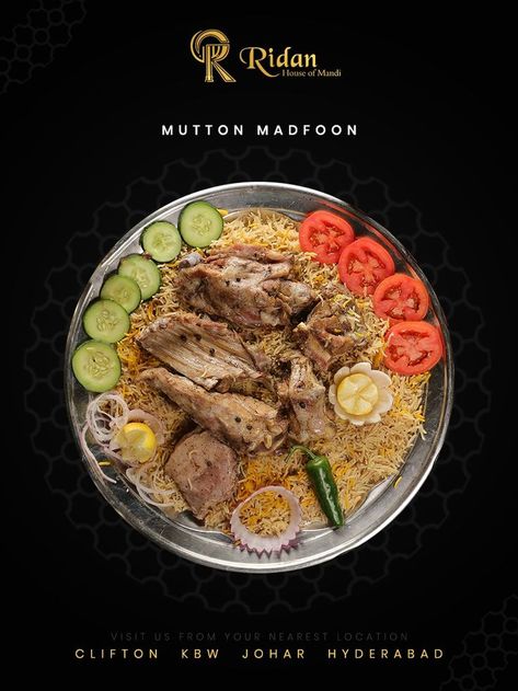 Mandi Food, Mutton Mandi, Saudi Food, Dum Biryani, Food Poster Design, Food Poster, Biryani, Taste Buds, Cobb Salad