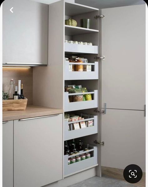 Kitchen Larder Units, Drawer Set, Gallery Rail, Kitchen Larder, Kitchen Pantry Design, Kitchen Interior Design Decor, Diy Kitchen Storage, Kitchen Room Design, Kitchen Inspiration Design