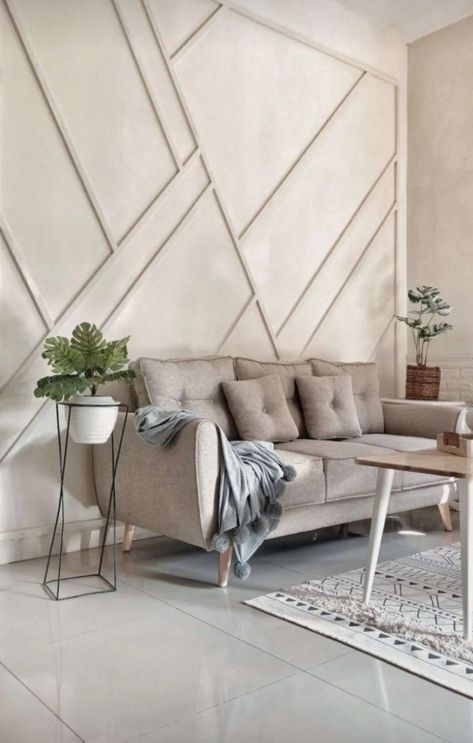 Wall Molding Living Room, Scandinavian Interior Living Room, Wall Molding Design, Tv Fal, Drawing Room Design, Living Room Wall Designs, Drawing Room Interior, House Wall Design, Latest Living Room Designs