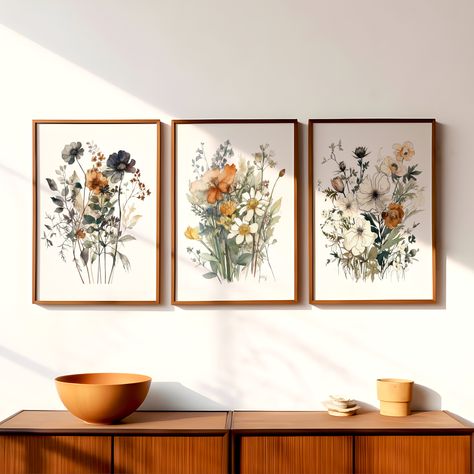 Picture And Plant Wall, Unique Bathroom Art, Vintage Modern Art, Wildflower Wall Art, Dining Room Wall Decor Ideas Simple, Kitchen Paintings Art Wall Decor, Big Wall Decor Living Room, Farmhouse Living Room Art, Floral Wall Prints