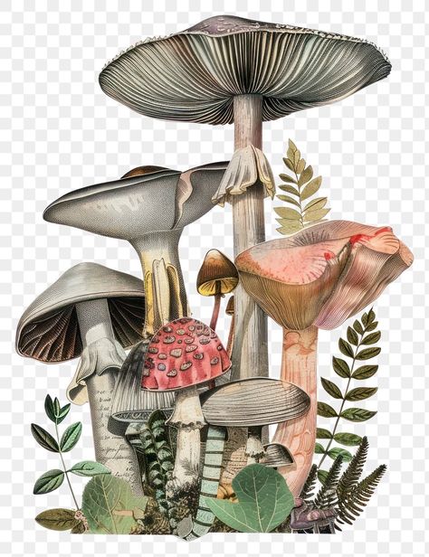 Mushroom Png Aesthetic, Forest Png Aesthetic, Mushroom Collage, Collage Cutouts, Aesthetic Pngs, Fish Collage, Mushroom Png, Polyvore Png, Png Elements