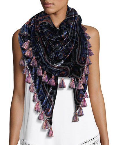 Velvet Accessories, Feather Scarf, Trim Scarf, Velvet Scarf, Ways To Wear A Scarf, Head Scarves, Scarf Women Fashion, Triangle Scarf, Striped Scarves