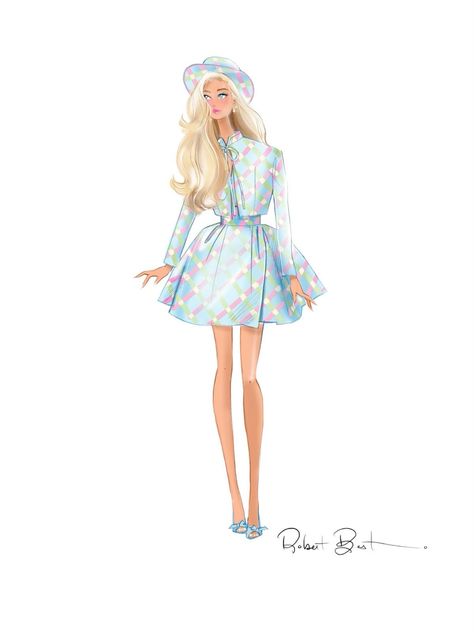 Barbie Blue Aesthetic, Vintage Barbie Illustration, Girlhood Drawing, Feminine Experience, Barbie Mood, Barbie Classic, Barbie Art, Barbie Fashion Sketches, Barbie Aesthetic