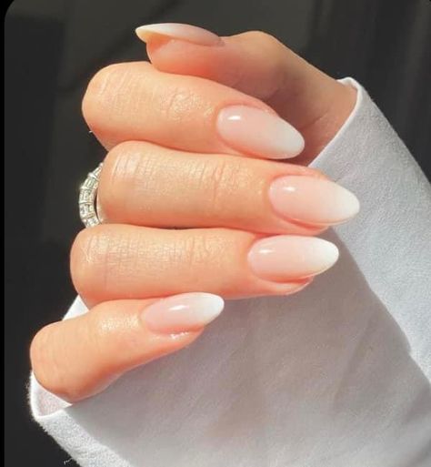 Glitter Ombre Nails Almond, Medium Length Almond Nails, Ombre Nails Almond, French Tip Ombre, Fade Nails, Almond French Tip, Glitter Ombre Nails, Nails Medium Length Almond, Nails Hot Pink