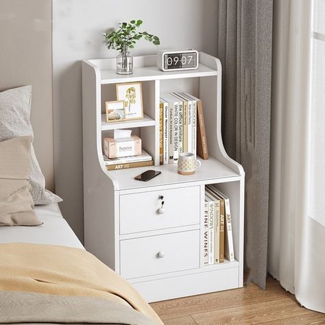 Modern Nightstand with 2 Drawersand Storage Shelf - Bed Bath & Beyond - 39094079 Shelf Bed, Room Redesign, Pinterest Room Decor, Study Room Decor, Cute Bedroom Decor, Modern Nightstand, Girl Bedroom Decor, Room Makeover Inspiration, Cute Room Decor