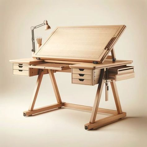 Drafting Table Ideas, Drawing Table Desk, Wood Drafting Table, Artist Desk, Multifunctional Desk, Drawing Desk, Industry Design, Art Studio Organization, Work Stations