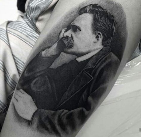 Friedrich Nietzsche Tattoo Friedrich Nietzsche Tattoo, Nietzsche Tattoo, Vintage Tattoo Design, Face Tattoo, Vintage Tattoo, Friedrich Nietzsche, Ink Tattoo, Tattoo Design, Tattoo Ideas