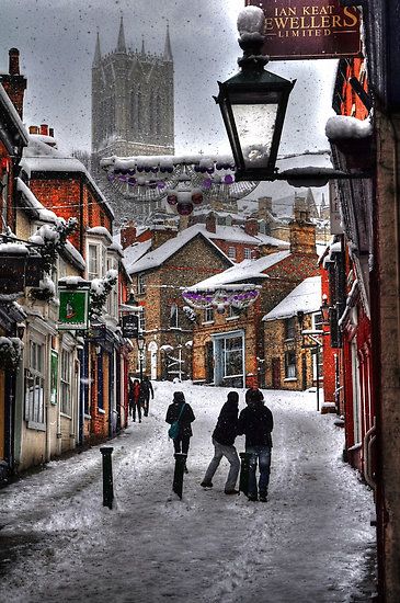 A Winter Scene - Lincolnshire, UK  I've been here!!! If ever I run away, this is where u will find me ♡ By far my FAVORITE place! Winter City, Winter Scenery, England And Scotland, Snow Scenes, Winter Scene, To Infinity And Beyond, English Countryside, Street Scenes, Winter Scenes