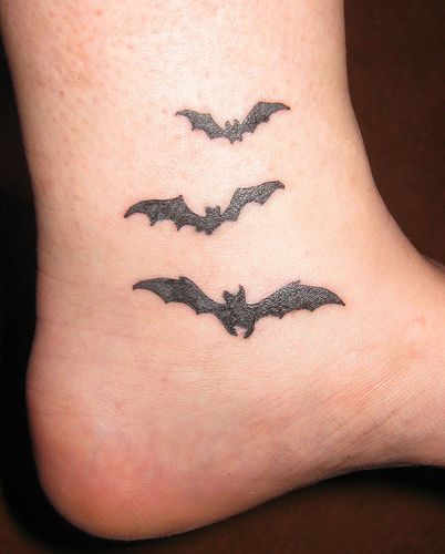 Bat tattoo on my ankle! | Yep, that's it, pretty much. I LOV… | Flickr Bats Tattoo, Bat Tattoos, Bats Tattoo Design, Tato Flash, Ankle Tattoo Designs, Bat Tattoo, Awesome Tattoo, Flash Tattoo Designs, Halloween Tattoo